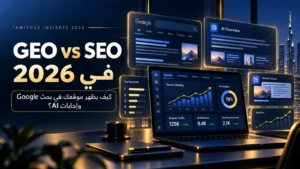 GEO vs SEO في 2026: كيف يظهر موقعك في بحث Google وإجابات AI؟ | تميّز