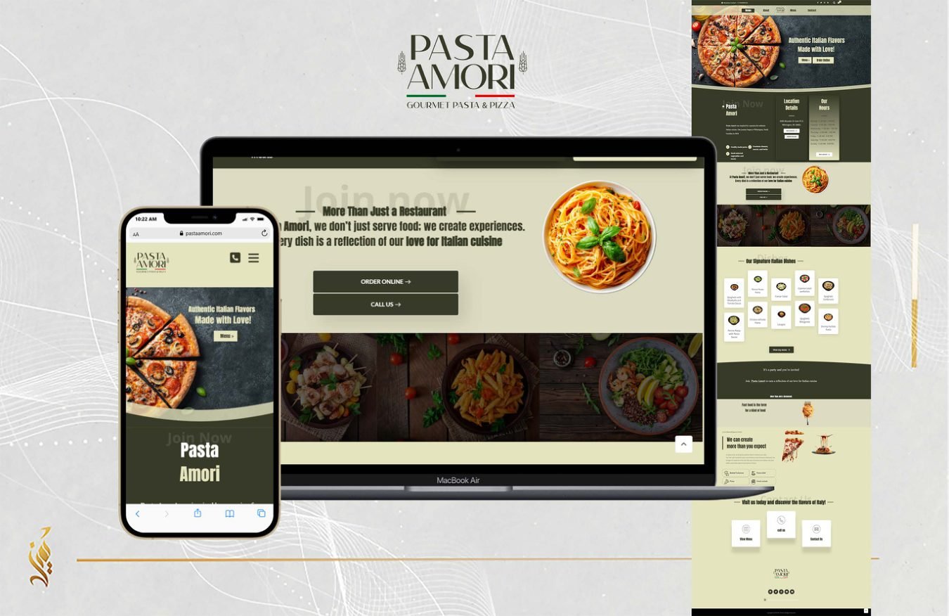 Web Design — Pasta Amori Website | Tamiyouz Alrowad